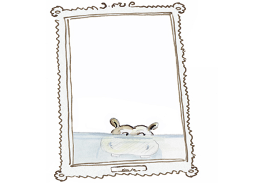 Cartoon Nilpferd im Rahmen